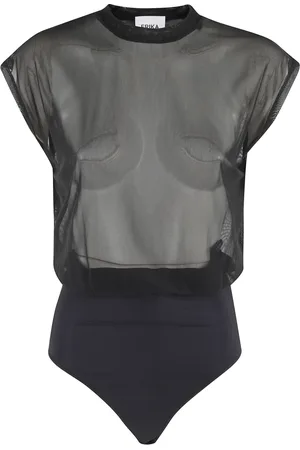 ERIKA CAVALLINI Femme, Tops, Noir, Taille: 36 FR Haut noir à manches courtes boutonné