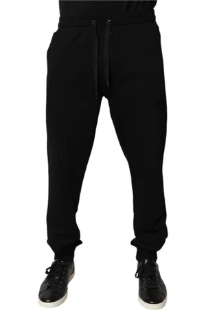 Dolce & Gabbana Homme, Pantalons, Noir, Taille: XS Jogger Pantalons de survêtement en Coton de Luxe avec Logo
