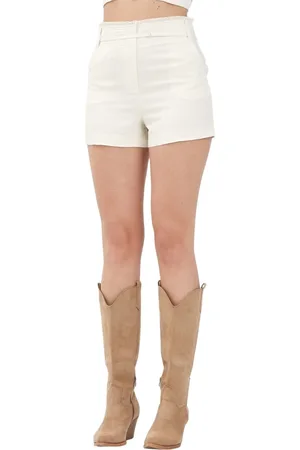 Patrizia Pepe Femme, Shorts, Blanc, Taille: 40 FR Shorts en Lin Blanc avec Détail à Franges