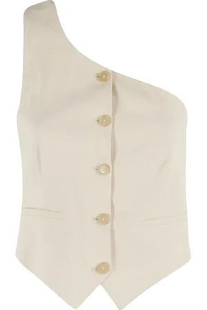 ERIKA CAVALLINI Femme, Vestes, Blanc, Taille: 34 FR Gilet Monospalla Boutonné en Talco