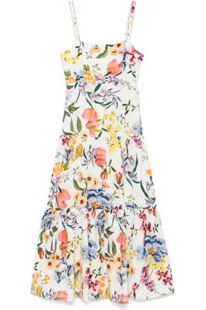 Farm Rio Femme, Robes, Multicolore, Taille: 42 FR Robe Blanche Perles Col Carré