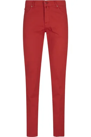 Kiton Homme, Jeans, Rouge, Taille: W33 Jean en Coton Rouge et Élasthanne