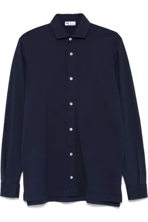 DoppiaA Homme, Chemises, Bleu, Taille: L Chemise Bleu Marine à Boutons Manches Longues