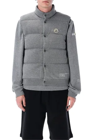 Moncler Homme, Vestes, Gris, Taille: L Gilet en duvet avec fermeture à bouton-pression