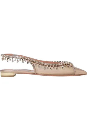 Aquazzura Femme, Chaussures, Rose, Taille: 37 1/2 EU Chaussures Plates Rose Crystal Slingback