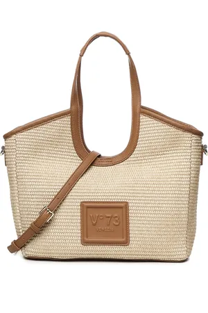 V°73 Femme, Sacs, Brun, Taille: ONE Size Sac à bandoulière en paille avec poignées