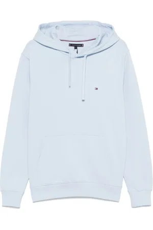 Tommy Hilfiger Homme, Sweatshirts et sweats à capuche, Bleu, Taille: M Pull Bleu Clair avec Poche