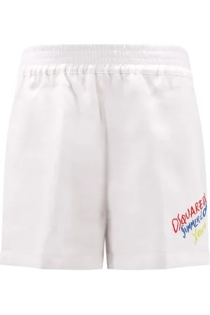 Dsquared2 Femme, Shorts, Blanc, Taille: 36 FR Shorts Blancs en Lin Coupe Large