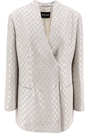 Giorgio Armani Femme, Vestes, Gris, Taille: 40 FR Veste Grise à Double Boutonnage et Col en V