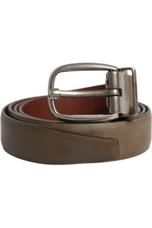 Dolce & Gabbana Homme, Accessoires, Brun, Taille: 105 CM Ceinture en Cuir avec Boucle en Métal et Logo Classique
