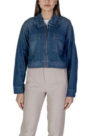 Replay Femme, Vestes, Bleu, Taille: 36 FR Collection Veste en Mélange de Coton Printemps/Été