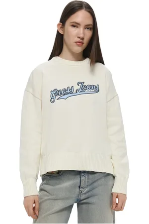 Guess Femme, Pulls, Blanc, Taille: 38 FR Pull en coton - Basiques blancs