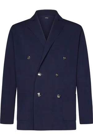 Kiton Homme, Vestes, Bleu, Taille: L Veste Bleue en Coton à Double Boutonnage