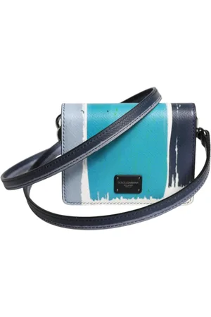 Dolce & Gabbana Homme, Sacs, Bleu, Taille: ONE Size Portefeuille Porte-cartes Bifold en Cuir Multicolore