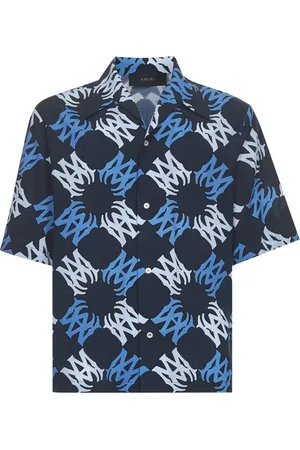 AMIRI Homme, Chemises, Bleu, Taille: M Chemise Bleue Col Bowling Monogramme