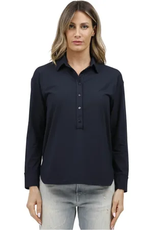 ALPHA STUDIO Femme, Blouses et Chemises, Bleu, Taille: 38 FR Polo à Manches Longues en Coton Ice
