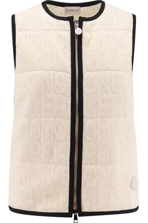 Moncler Femme, Vestes, Blanc, Taille: 38 FR Veste blanche en mélange de coton à fermeture éclair
