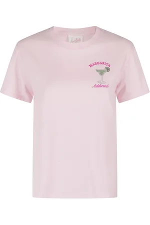 MC2 SAINT BARTH Femme, Tops, Rose, Taille: 40 FR T-shirt en Coton Rose avec Broderie en Strass