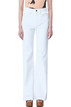 Chloé Femme, Jeans, Blanc, Taille: 40 FR Jean Évasé en Denim avec Mini Poches à Rabat