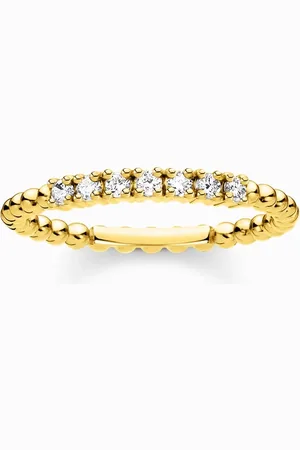 Thomas Sabo Femme, Accessoires, Jaune, Taille: ONE Size Bague Boules avec Pierres Blanches Or Tr2323-414-14-54