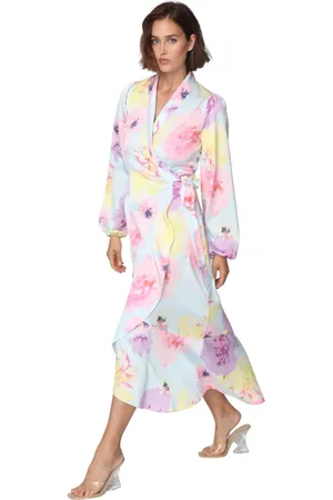 Crās Femme, Robes, Multicolore, Taille: 36 FR Robe Portefeuille avec Ourlet à Volants