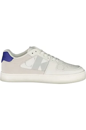 Calvin Klein Homme, Chaussures, Blanc, Taille: 43 EU Baskets en Polyester Blanc avec Détails Contrastés