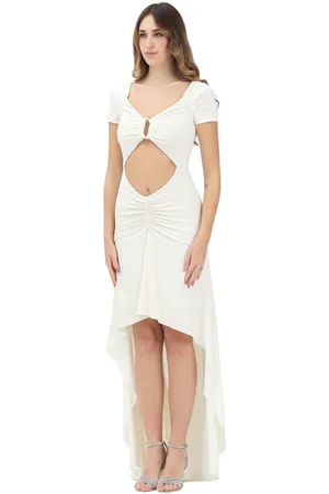Patrizia Pepe Femme, Robes, Blanc, Taille: 36 FR Robe de Mariée Blanche Asymétrique