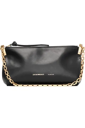 Emporio Armani Femme, Sacs, Noir, Taille: ONE Size Sac à main en cuir de style vintage avec des accents dorés