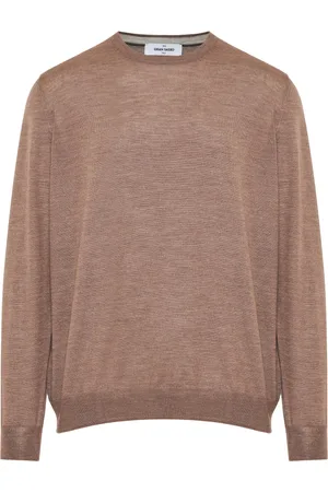 Gran Sasso Homme, Pulls, Brun, Taille: L Tricot de luxe en laine et soie Fabriqué en Italie
