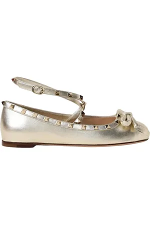 VALENTINO GARAVANI Femme, Chaussures, Gris, Taille: 38 1/2 EU Élégantes Ballerines Métalliques