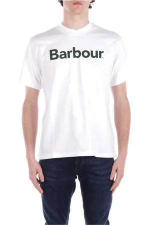 Barbour Homme, Tops, Blanc, Taille: L T-shirts et Polos Blancs Logo Avant