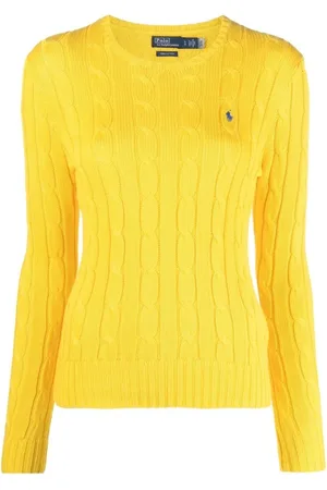 Ralph Lauren Femme, Pulls, Jaune, Taille: 36 FR Pull Jaune en Tricot Câblé