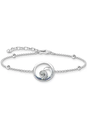 Thomas Sabo Femme, Accessoires, Gris, Taille: ONE Size Bracelet Vague avec Pierres Bleues Bleu, Argenté A2045-644-1-L19V
