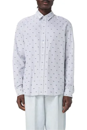 Maison Kitsuné Homme, Chemises, Bleu, Taille: L Chemise Grise à Boutons Élégante Polyvalente