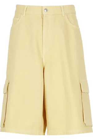 Maison Kitsuné Homme, Shorts, Jaune, Taille: W31 Shorts Bermuda Jaune en Coton avec Poches Cargo