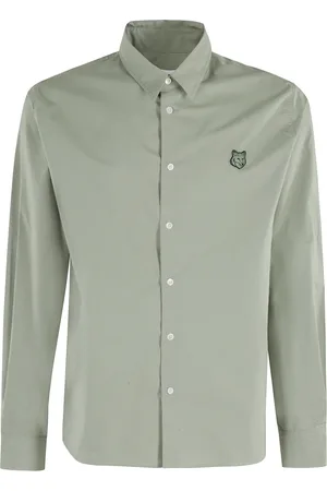 Maison Kitsuné Homme, Chemises, Vert, Taille: XS Chemise Verte à Col Pointu Détendue