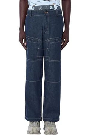 Moncler Homme, Jeans, Bleu, Taille: L Jean en Denim avec Surpiqûres et Poches