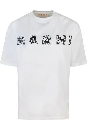 Marni Femme, Tops, Blanc, Taille: 36 FR T-shirt Blanc Logo Imprimé Boxy