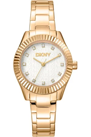 DKNY Femme, Accessoires, Jaune, Taille: ONE Size Elegant Quartz Analog Watch with Logo