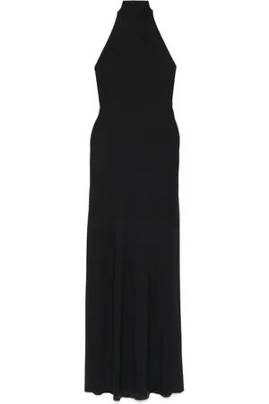 Amazuìn Femme, Robes, Noir, Taille: ONE Size Robe Halterneck Noire avec Dos Ouvert