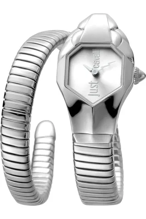 Roberto Cavalli Femme, Accessoires, Gris, Taille: ONE Size Élégante Montre Analogique en Acier Inoxydable et Quartz