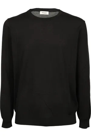 KANGRA CASHMERE Homme, Pulls, Noir, Taille: L Pull noir en soie et coton à col rond