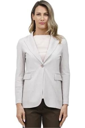 Circolo Femme, Vestes, Gris, Taille: 40 FR Veste à effet toile piqué un bouton