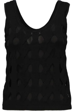 Pinko Femme, Tops, Noir, Taille: 36 FR Pull sans Manches Noir Col Rond Logo