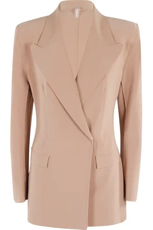 Norma Kamali Femme, Vestes, Brun, Taille: 40 FR Veste à double boutonnage, Cappuccino, Slim Fit