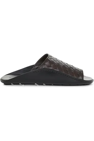 Bottega Veneta Homme, Chaussures, Noir, Taille: 39 EU Sandales en Cuir Intrecciato Marron