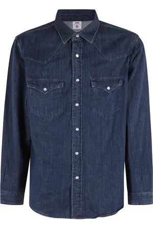 Edwin Homme, Chemises, Bleu, Taille: L Chemise Western Bleu Foncé Manches Longues