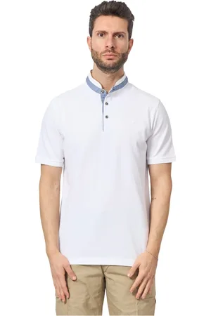 Bugatti Homme, Tops, Blanc, Taille: XL Polo Blanc avec Col Haut