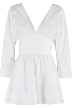 Andamane Femme, Robes, Blanc, Taille: 38 FR Combishort en Coton Blanc avec Col en V