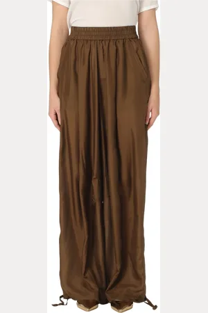 Serafini Femme, Pantalons, Brun, Taille: 40 FR Pantalon Soie Habotai Lavé